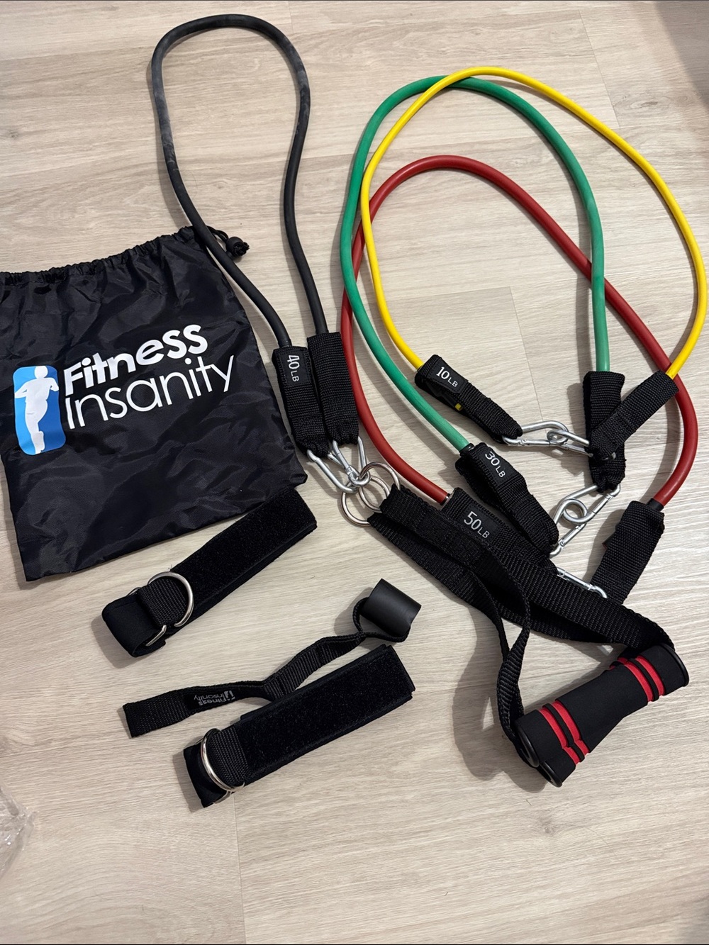 Fitness Insanity Resistance Band Set - Red, Yellow, Green, Black